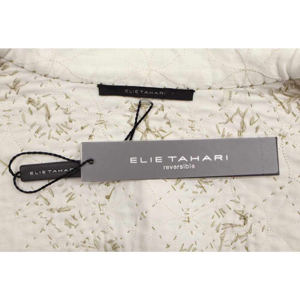 Elie Tahari Women's Neutral Reversible Linen Stitch Details Jacket Sz M NEW - Picture 8 of 11